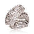 2.85 ct. t.w. Pave Diamond Zigzag Ring in 18kt White Gold