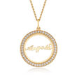 .40 ct. t.w. CZ Personalized Name Pendant Necklace in 18kt Yellow Gold Over Sterling Silver