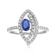 .50 Carat Sapphire and .20 ct. t.w. Diamond Evil Eye Ring in 18kt White Gold