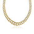 Italian 14kt Yellow Gold Graduated Double-Link Necklace