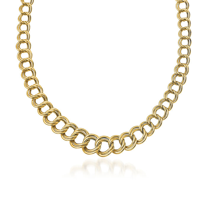 Italian 14kt Yellow Gold Graduated Double-Link Necklace
