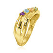 Personalized Birthstone and Name Two-Row Ring with Diamond Accents in 14kt Gold
