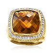 C. 1990 Vintage David Yurman 10.00 Carat Smoky Quartz Ring with .50 ct. t.w. Diamonds in 18kt Yellow Gold