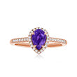 .60 Carat Amethyst Ring with .16 ct. t.w. Diamonds in 14kt Rose Gold