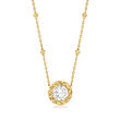 Italian .80 Carat CZ Bead Station Necklace in 18kt Gold Over Sterling
