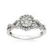C. 1990 Vintage .50 ct. t.w. Diamond Cluster Ring in 10kt White Gold