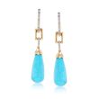 Turquoise Teardrop Earrings with .11 ct. t.w. Diamonds in 14kt Yellow Gold