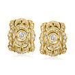 C. 1990 Vintage 1.85 ct. t.w. Diamond Curved Earrings in 14kt Yellow Gold