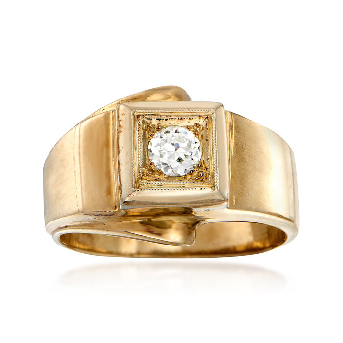 C. 1960 Vintage Men's .30 Carat Diamond Ring in 14kt Yellow Gold