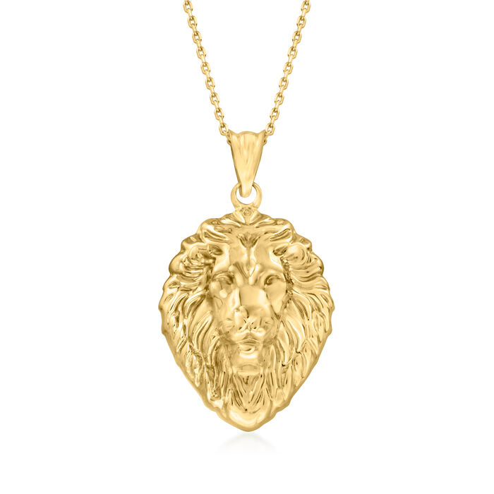 10kt Yellow Gold Lion Head Pendant Necklace