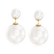 8-16.5mm Shell Pearl Front-Back Earrings in 14kt Yellow Gold