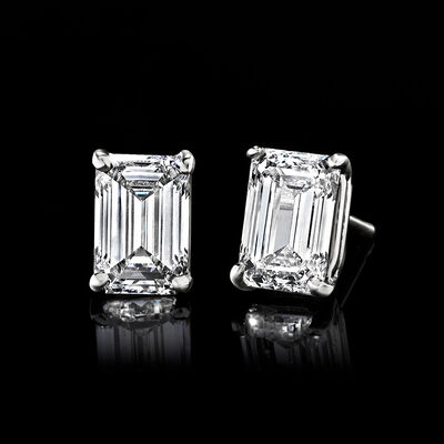 2.00 ct. t.w. Emerald-Cut Lab-Grown Diamond Stud Earrings in 14kt White Gold