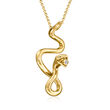 Italian 18kt Gold Over Sterling Snake Pendant Necklace with CZ Accents