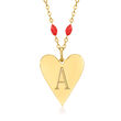 Italian Personalized Red Enamel Heart Necklace in 14kt Yellow Gold