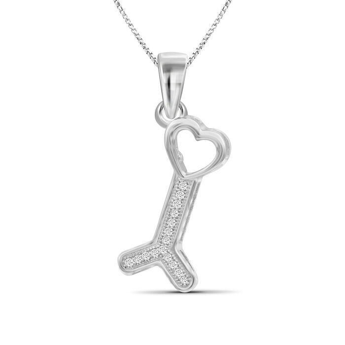 Sterling Silver Dog Bone Pendant Necklace with Diamond Accents