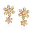 .56 ct. t.w. Diamond Double-Flower Earrings in 18kt Yellow Gold