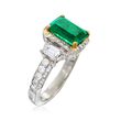 C. 1990 Vintage Michael Beaudry 2.45 Carat Emerald and 1.50 ct. t.w. Diamond Ring in Platinum