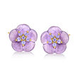 5.50 ct. t.w. Amethyst and .30 ct. t.w. Tanzanite Flower Earrings in 18kt Gold Over Sterling