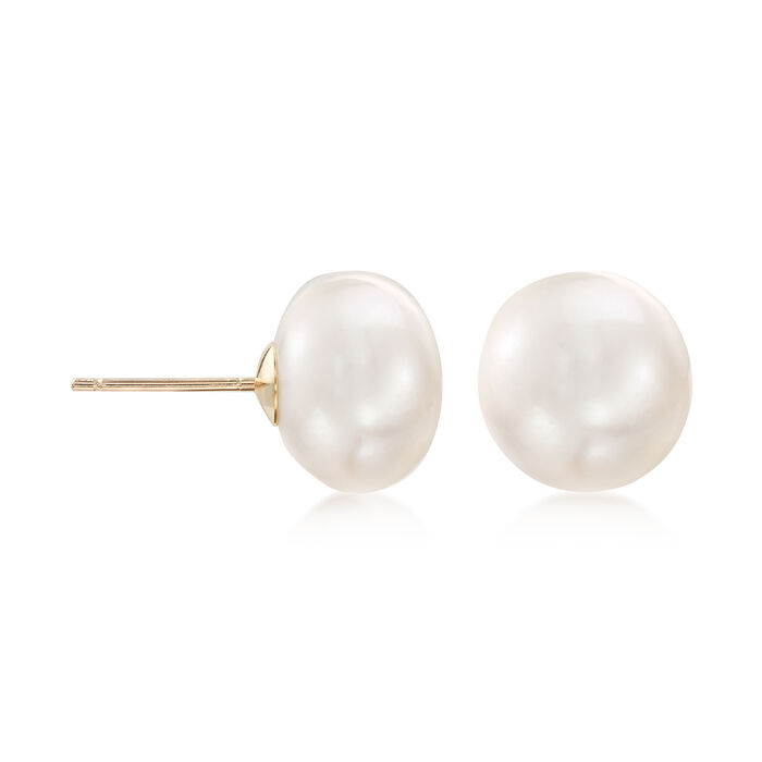 10-11mm Cultured Pearl Earrings in 14kt Yellow Gold