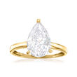 3.00 Carat Pear-Shaped CZ Solitaire Ring in 14kt Yellow Gold