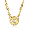 C. 1990 Vintage .80 ct. t.w. Diamond Fancy-Link Disc Necklace in 18kt Yellow Gold