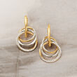 .31 ct. t.w. Diamond Triple-Circle Earrings in 14kt Two-Tone Gold