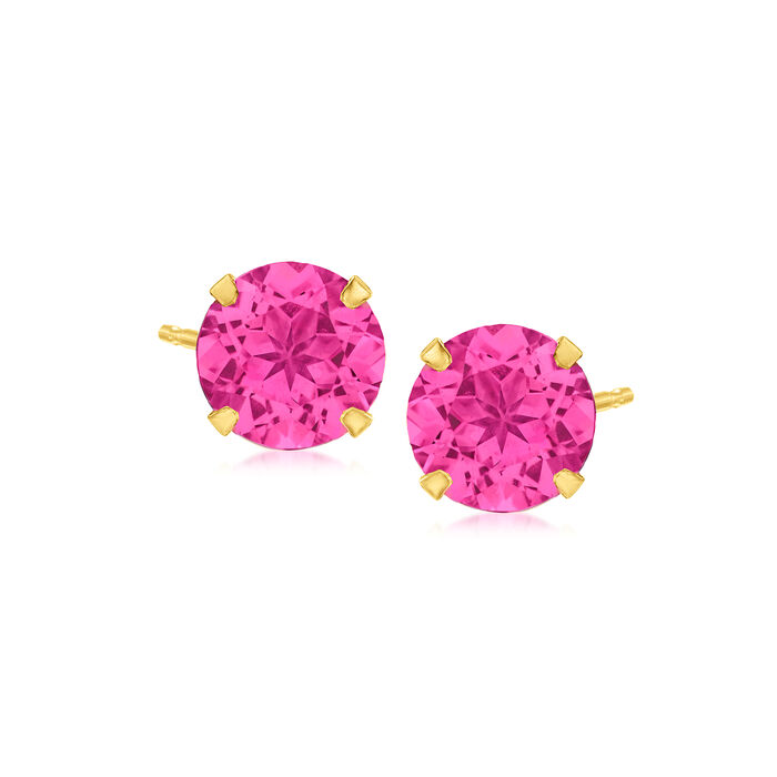 4.80 ct. t.w. Pink Topaz Martini Stud Earrings in 14kt Yellow Gold