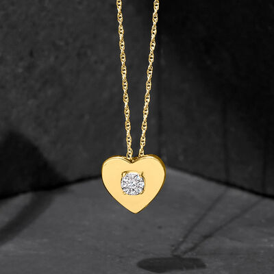 Diamond-Accented Cluster Heart Necklace in 14kt Yellow Gold