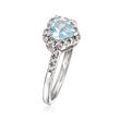 .60 Carat Aquamarine Heart Ring with Diamond Accents in Sterling Silver
