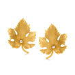 C. 1970 Vintage .10 ct. t.w. Diamond Maple Leaf Earrings in 14kt Yellow Gold