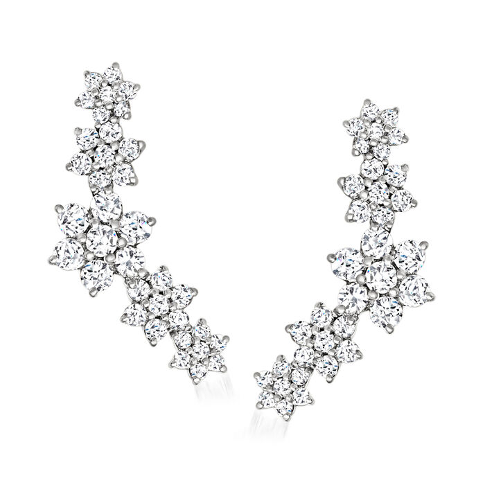 .64 ct. t.w. Diamond Star Ear Climbers in 14kt White Gold