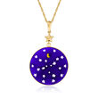 Italian Blue Murano Glass Stars and Moon Pendant Necklace in 18kt Gold Over Sterling