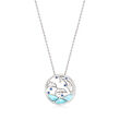 Sterling Silver Dolphins Pendant Necklace with Larimar and Simulated Sapphire Accents