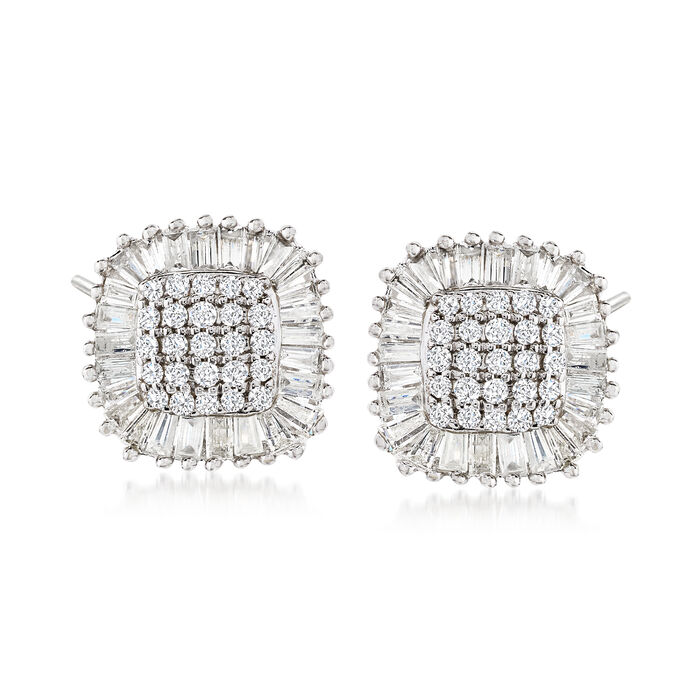 1.00 ct. t.w. Diamond Square Cluster Stud Earrings in 14kt White Gold