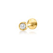 Bezel-Set Diamond-Accented Single Flat-Back Stud Earring in 14kt Yellow Gold