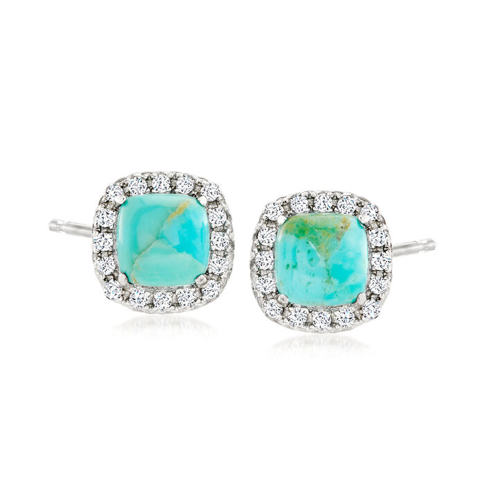 Turquoise and .30 ct. t.w. White Topaz Earrings in Sterling Silver