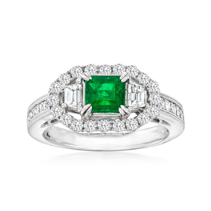 .60 Carat Emerald Ring with .99 ct. t.w. Diamonds in 18kt White Gold