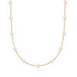 6-6.5mm Cultured Pearl Station Necklace in 18kt Gold Over Sterling