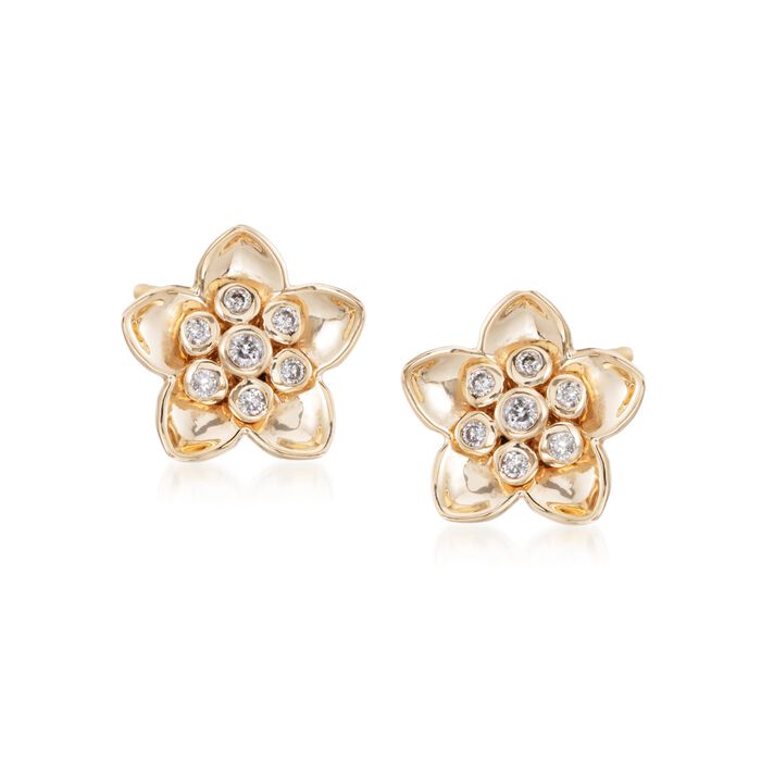 .20 ct. t.w. Diamond Flower Stud Earrings in 14kt Yellow Gold