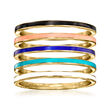 Multicolored Enamel Jewelry Set: Five Rings in 18kt Gold Over Sterling