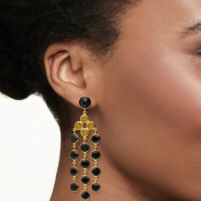 Onyx Chandelier Earrings in 18kt Gold Over Sterling