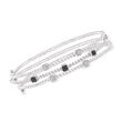 .19 ct. t.w. Black and White Diamond Jewelry Set: Three Roped Bangle Bracelets in Sterling Silver
