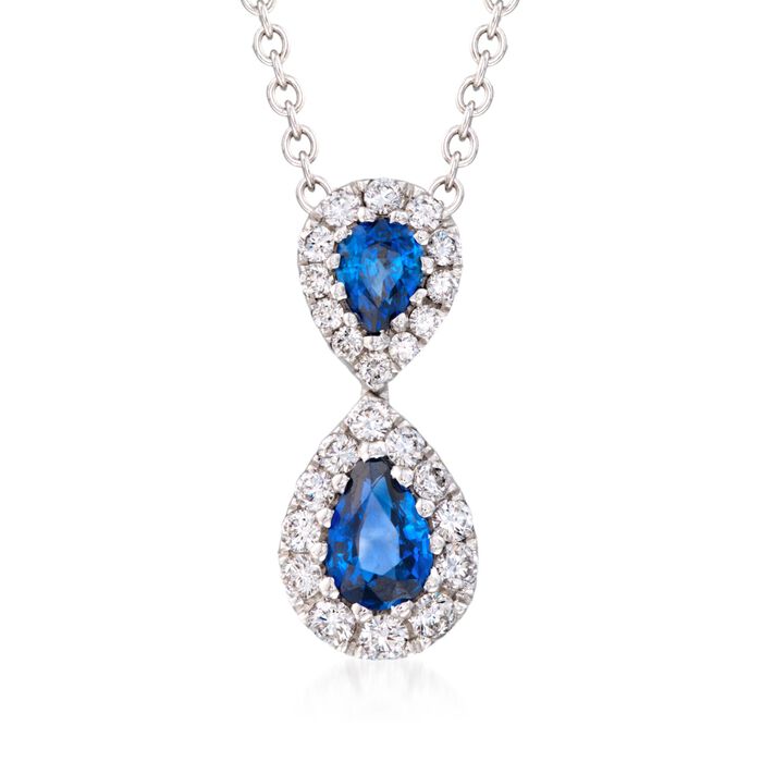 Gregg Ruth .73 ct. t.w. Sapphire and .36 ct. t.w. Diamond Necklace in 18kt White Gold