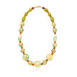 Amber and Green Murano Glass Bead Necklace with 14kt Gold Over Sterling