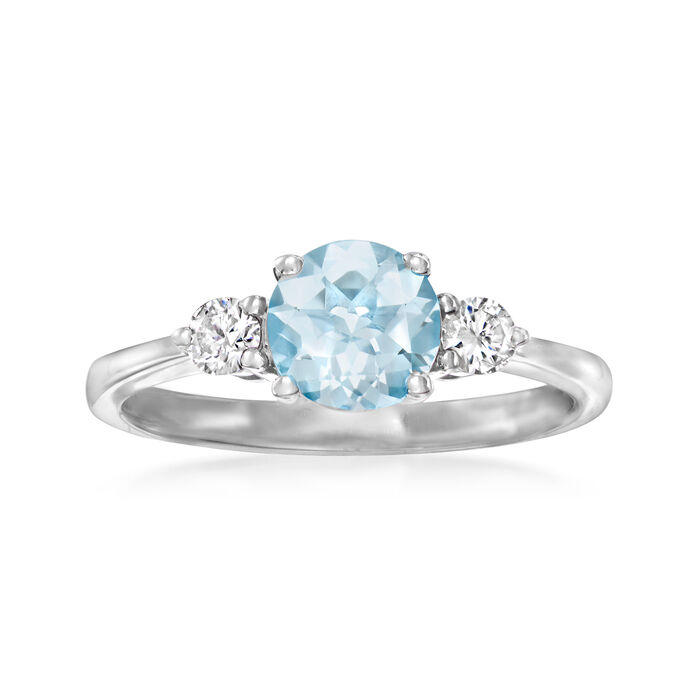 .90 Carat Aquamarine Ring with .20 ct. t.w. Diamonds in 14kt White Gold