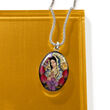 Our Lady of Guadalupe Pendant Necklace with Dried Flowers in Sterling Silver