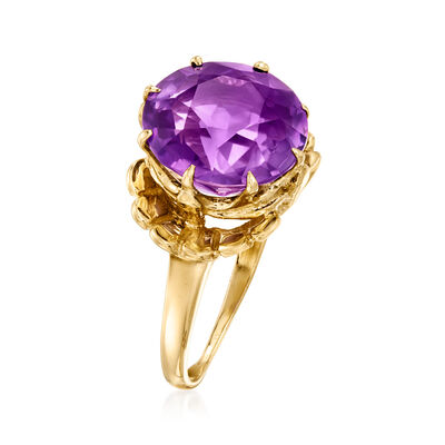 C. 1960 Vintage 6.15 Carat Amethyst Ring in 14kt Yellow Gold