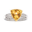 3.80 Carat Citrine and .40 ct. t.w. White Zircon Ring in Sterling Silver with 14kt Yellow Gold