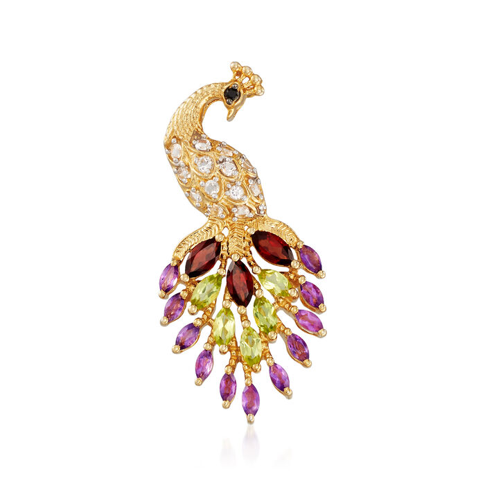 2.80 ct. t.w. Multi-Stone Peacock Pendant in 18kt Gold Over Sterling