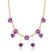 C. 1980 Vintage 35.60 ct. t.w. Amethyst Station Necklace in 18kt Yellow Gold